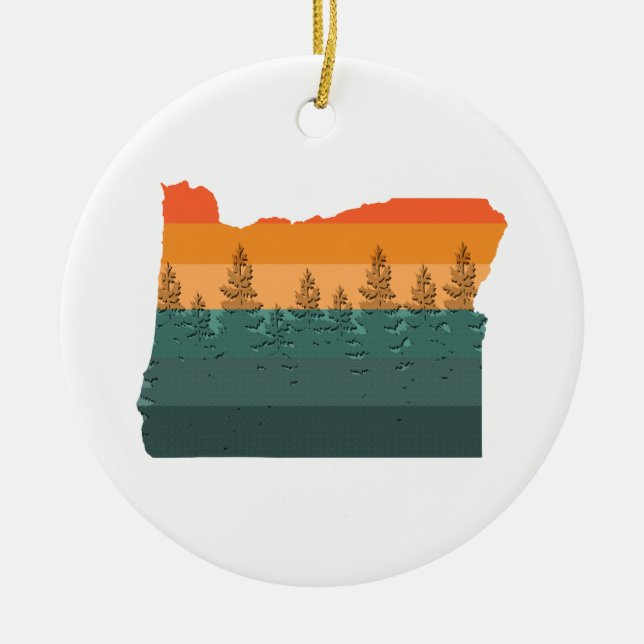 Oregon Tree Silhouette Ceramic Ornament (Front)