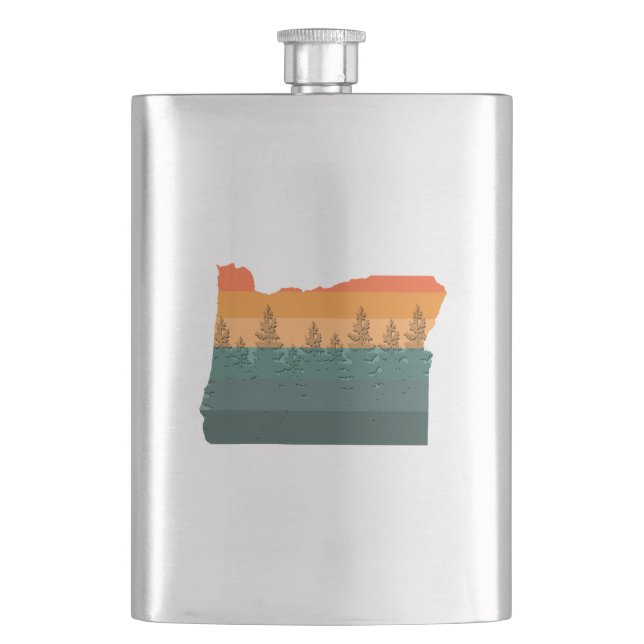 Oregon Tree Silhouette Hip Flask (Front)