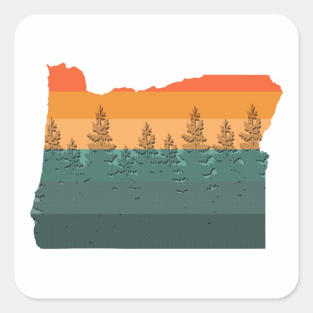Oregon Tree Silhouette Square Sticker (Front)