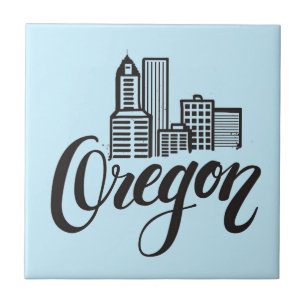 Oregon Typography Design Ceramic Tile