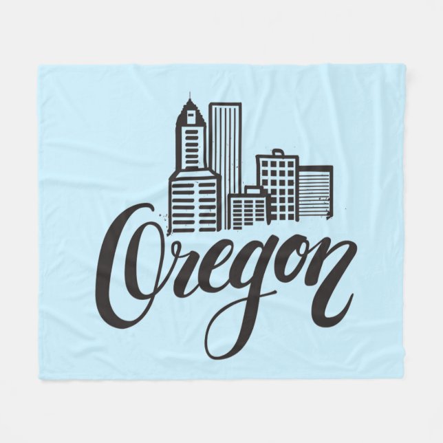 Oregon Typography Design Fleece Blanket (Front (Horizontal))