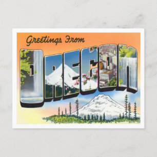 Oregon Vintage Big Letters Postcard