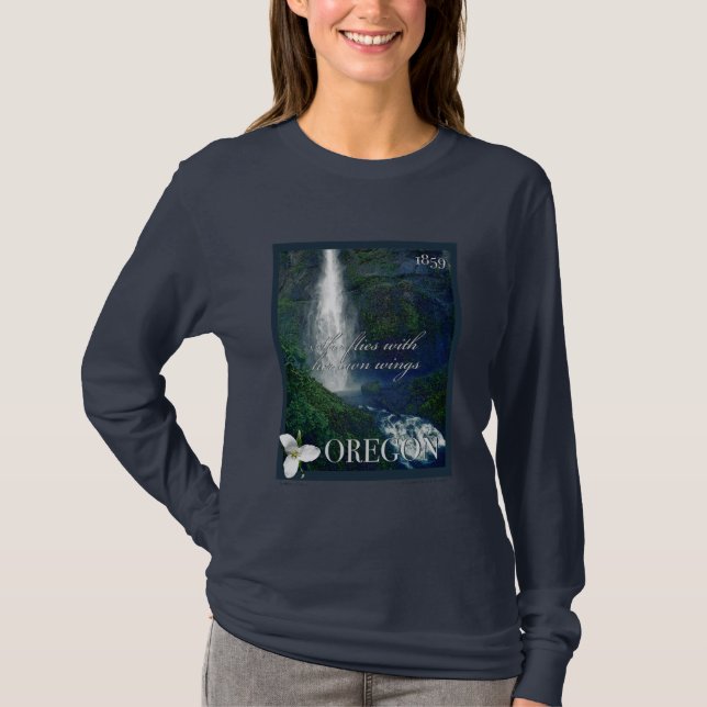 Oregon Waterfall Poster T-Shirt (Front)