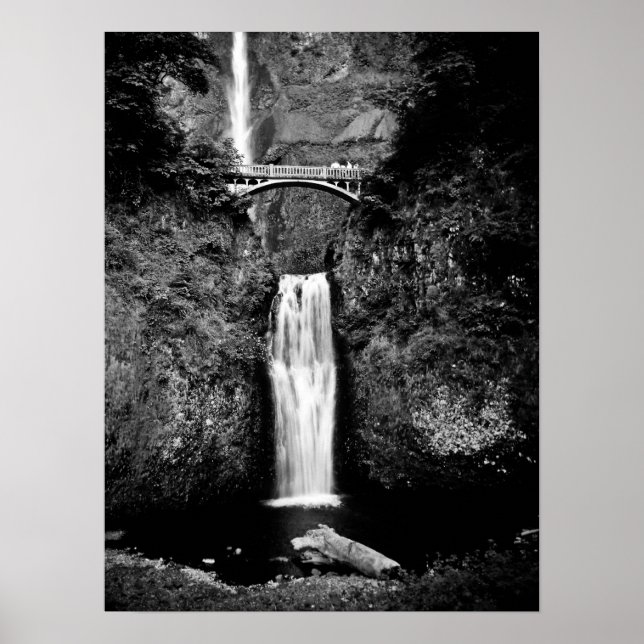 Oregon Waterfalls (Black and White) Poster (Front)