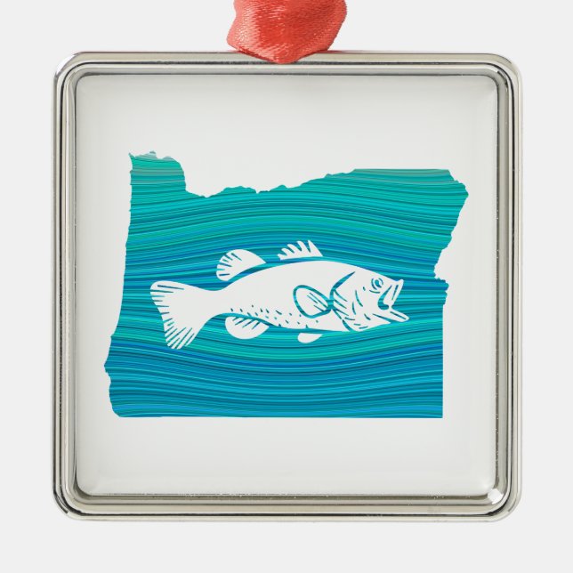Oregon Wave Fishing Metal Ornament (Front)
