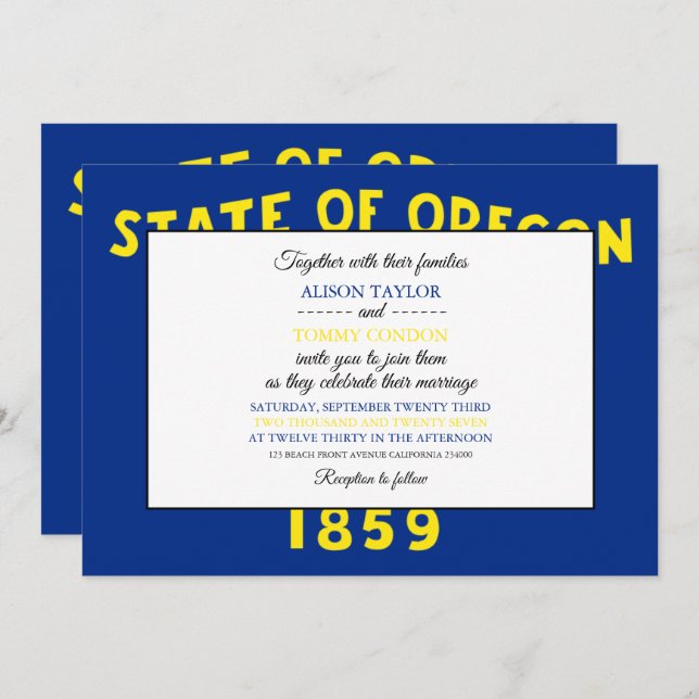 Oregonian Flag, Flag of Oregon Wedding Invitation (Front/Back)