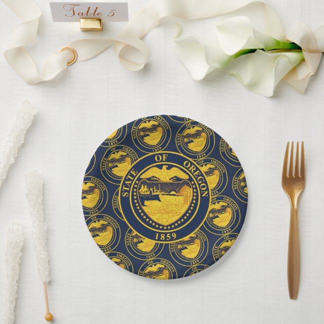 Oregonian Seal, Oregon Paper Plate (Wedding)
