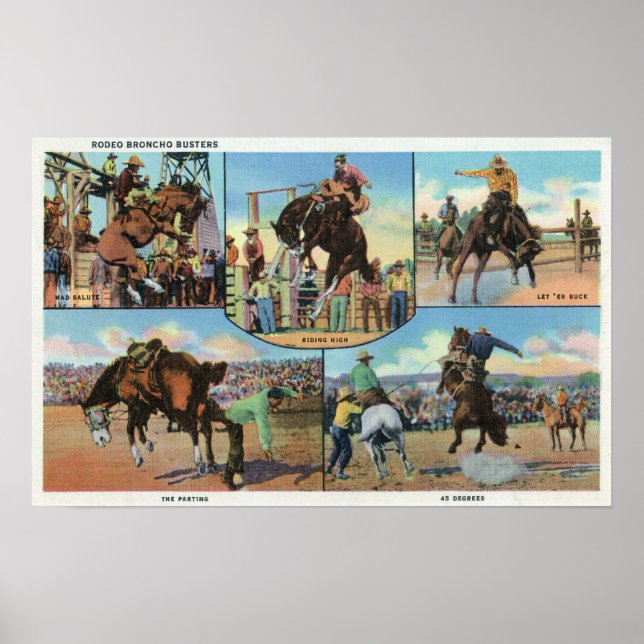 OregonScenic Views of Rodeo Bronco Busters Poster (Front)