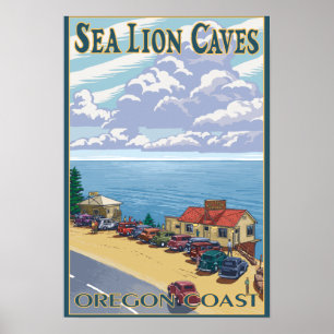 OregonSea Lion Caves Vintage Travel Poster