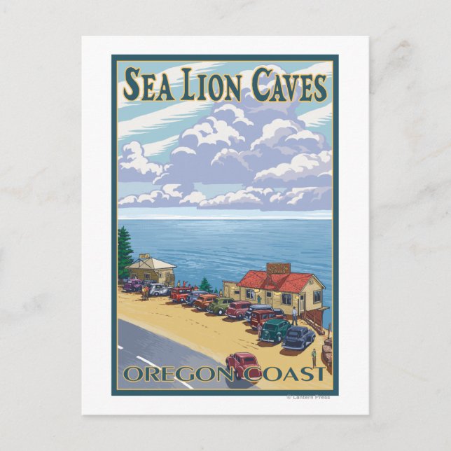 OregonSea Lion Caves Vintage Travel Poster Postcard (Front)