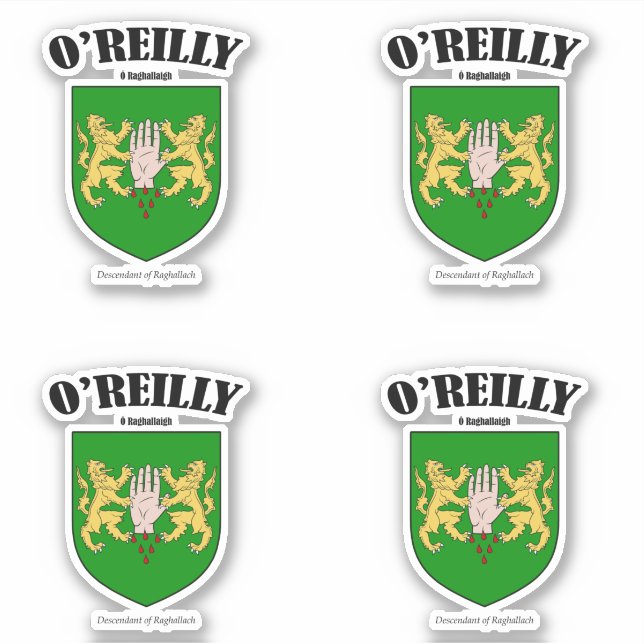 O'Reilly Crest Irish Translation & Meaning (x4) (Front)