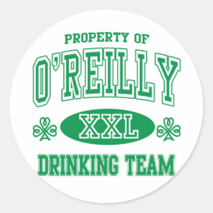 O'Reilly Irish Drinking Team Classic Round Sticker