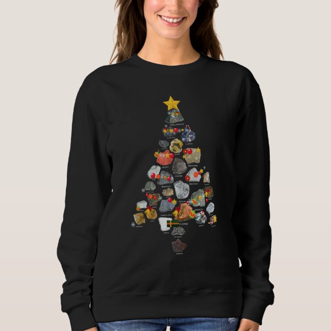 Ores Minerals Gems Rocks Collecting Christmas Tree Sweatshirt (Front)