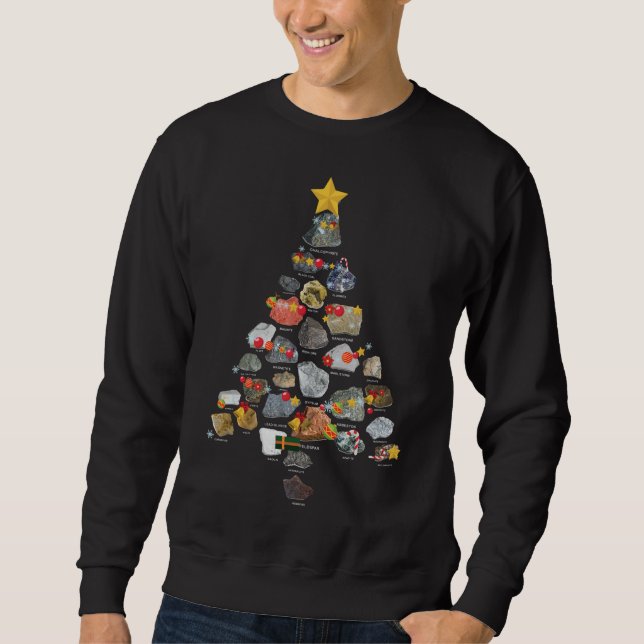 Ores Minerals Gems Rocks collecting Christmas Tree Sweatshirt (Front)