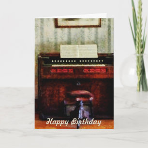 Organ and Swival Stool - Birthday Card
