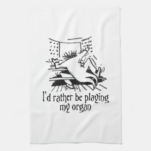 Organ cartoon tea towel