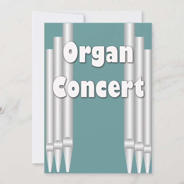 Organ concert invitation teal pipes (Front)