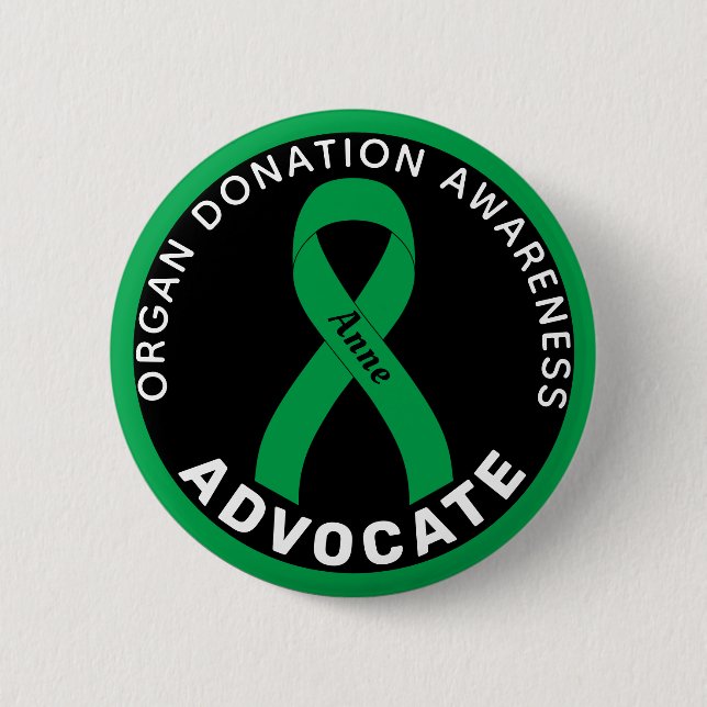 Organ Donation Advocate Ribbon Black Button (Front)