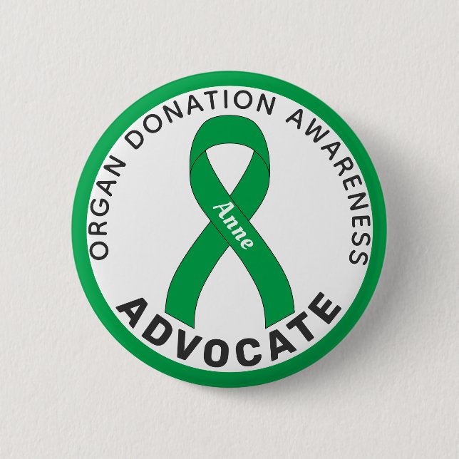 Organ Donation Advocate Ribbon White Button (Front)