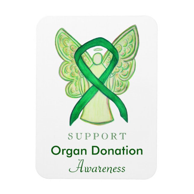Organ Donation Green Awareness Ribbon Magnets (Vertical)