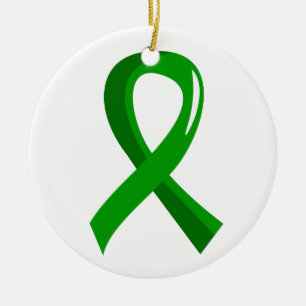 Organ Donation Green Ribbon 3 Ceramic Ornament