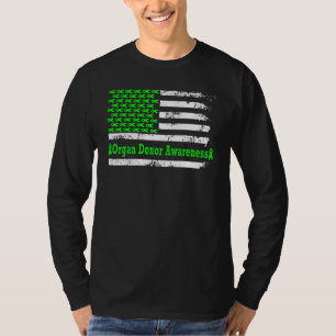 Organ Donor Awareness USA Flag American Green Supp T-Shirt