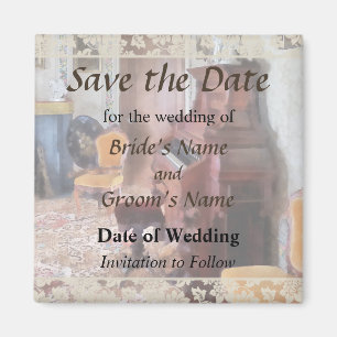 Organ in Victorian Parlour Save the Date Magnet
