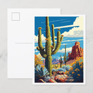 Organ Pipe Cactus Arizona travel illustration Postcard