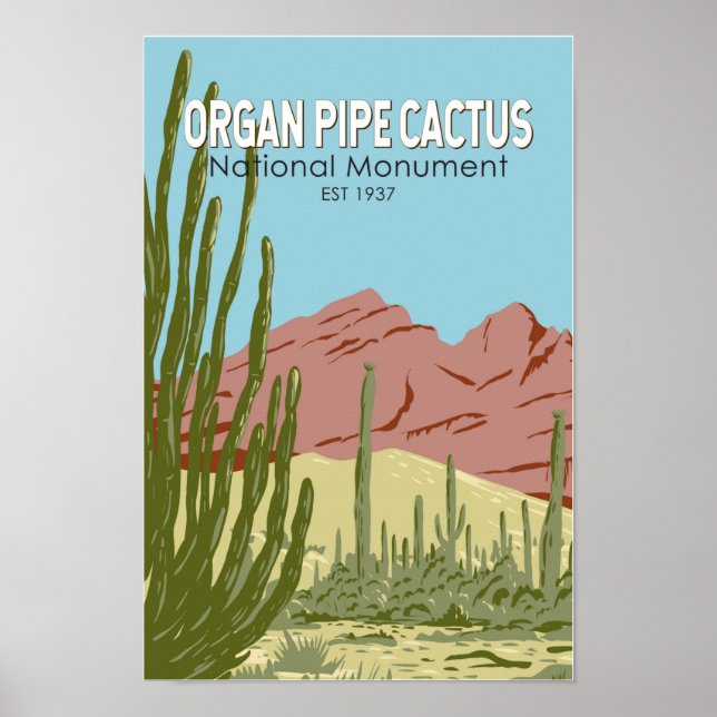 Organ Pipe Cactus National Monument Arizona Retro Poster (Front)