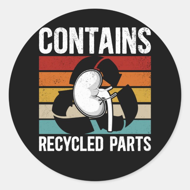 Organ Recipient Cute Kidney Transplant Classic Round Sticker (Front)