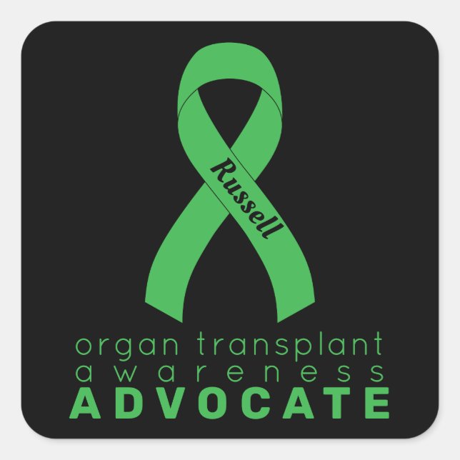 Organ Transplant Advocate Black Square Sticker (Front)
