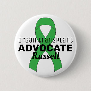 Organ Transplant Advocate Ribbon White Button