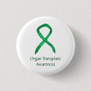 Organ Transplant Green Awareness Ribbon Custom Pin