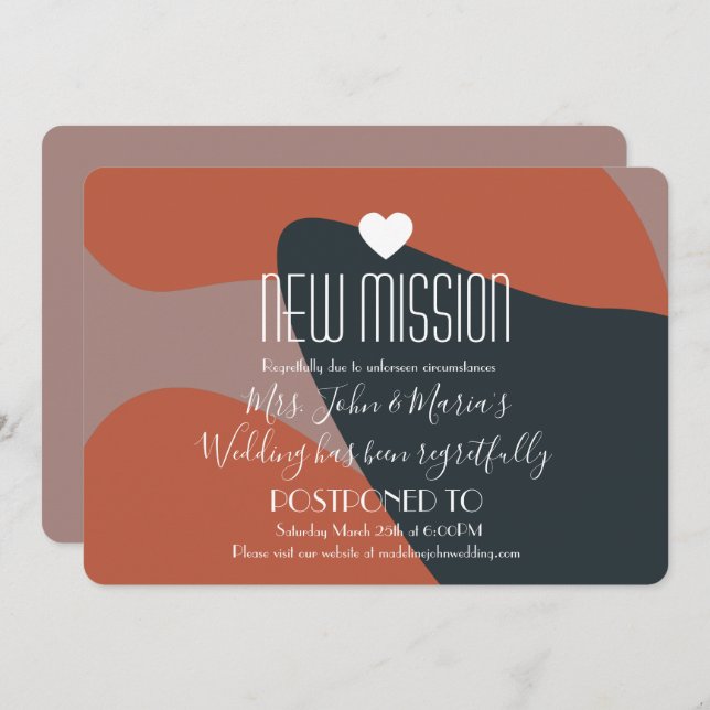 Organic Abstract New Mission Postponement Invitation (Front/Back)