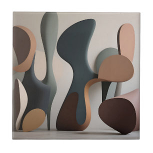 Organic Abstract Sculptural Modern Ceramic Tile