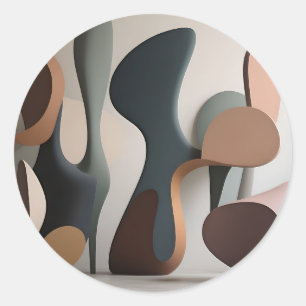 Organic Abstract Sculptural Modern Classic Round Sticker