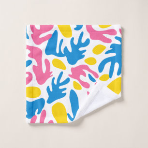 organic Abstract shapes pink yellow blue Bath Towel Set