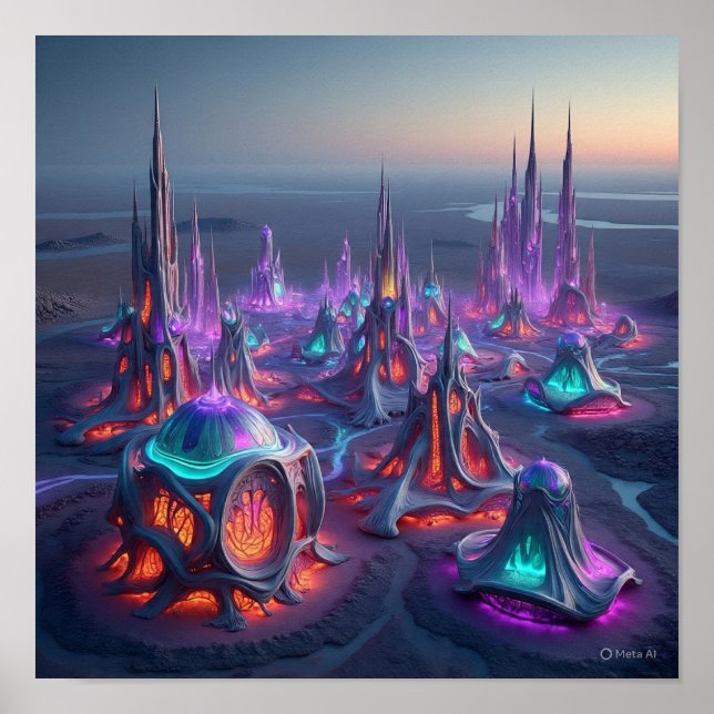 Organic Alien City Buildings Poster (Front)