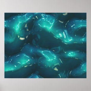 Organic Art Molten Plastic Soft Waves Deep Blue Poster