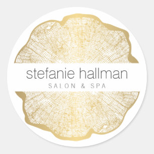Organic Beauty Gold Tree Rings Classic Round Sticker