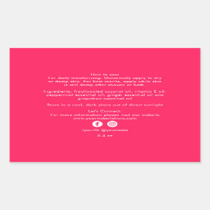 Organic Beauty Product Ingredients Diva Pink Rectangular Sticker