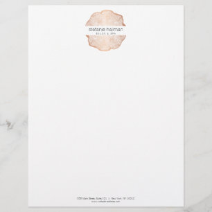 Organic Beauty Rose Gold Tree Rings Salon Custom Letterhead