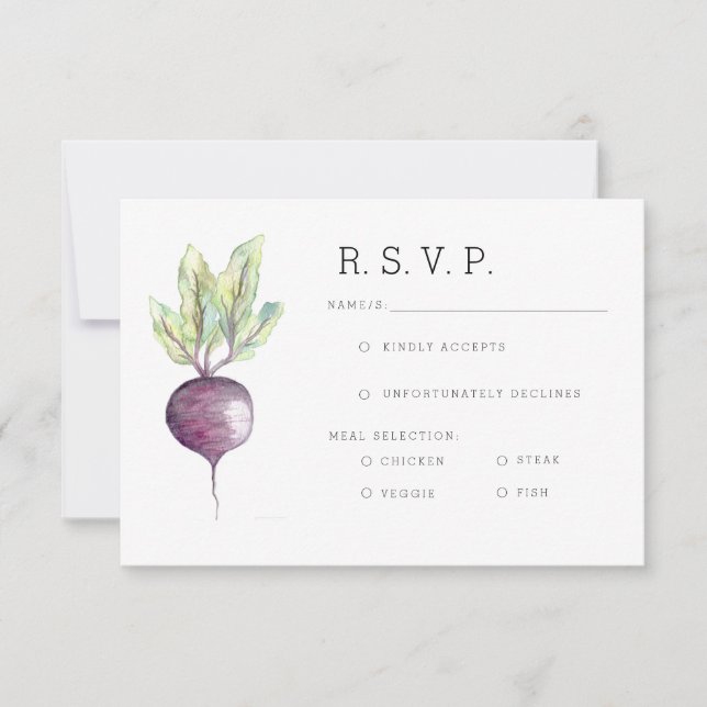 Organic Beet |Veggie Watercolor RSVP (Front)