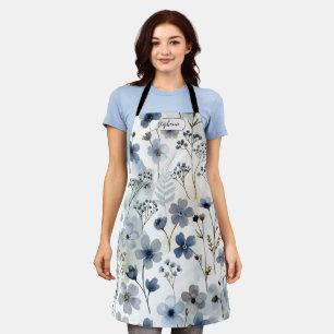 Organic Blue Flower Forget-Me-Not Personalized Apron