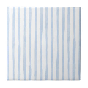 Organic Blue Stripes Ceramic Tile