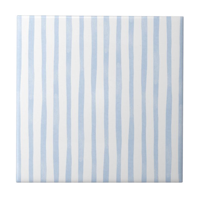 Organic Blue Stripes Ceramic Tile (Front)