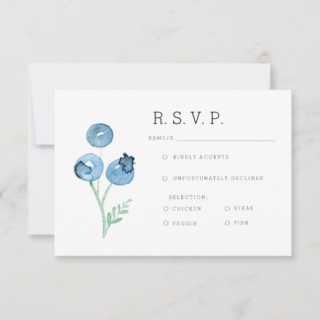Organic Blueberry Trio Watercolor RSVP (Front)