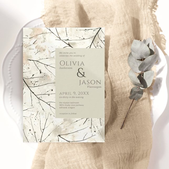 Organic Blush Dusty Sage Watercolor Invitation (Creator Uploaded)