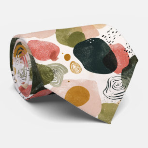 Organic Boho Abstract Pattern in Earthy Muted Tone Tie