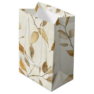 Organic Botanical Leaf and Twig Earthy Brown Medium Gift Bag